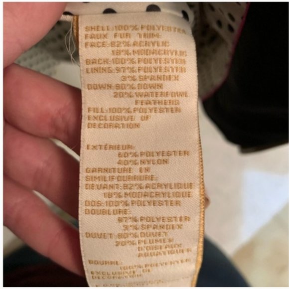 kate spade black Belted Faux Fur Trim Down Coat size xs nwot - Picture 10 of 11